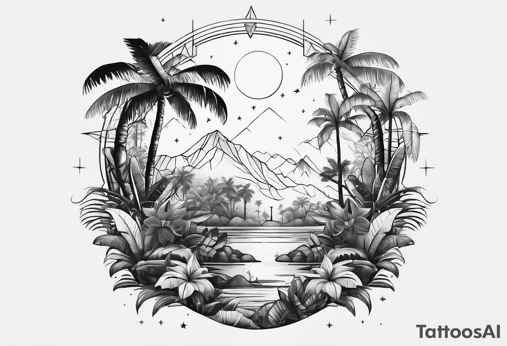 jungle and space tattoo idea