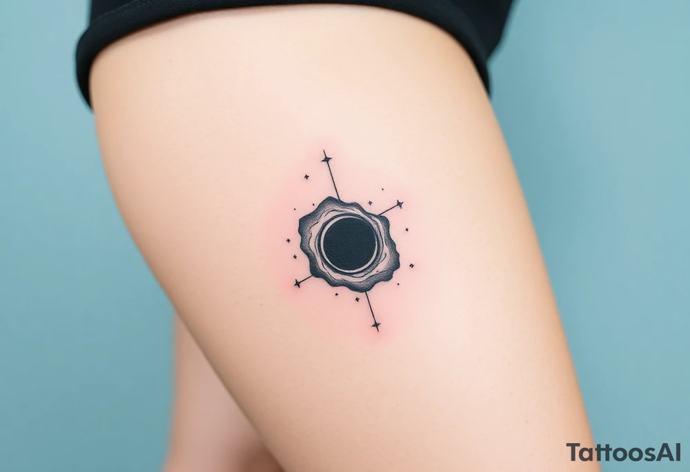 outer space galaxy scene with a black hole and nebula with stars tattoo idea
