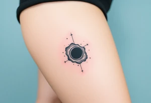 outer space galaxy scene with a black hole and nebula with stars tattoo idea