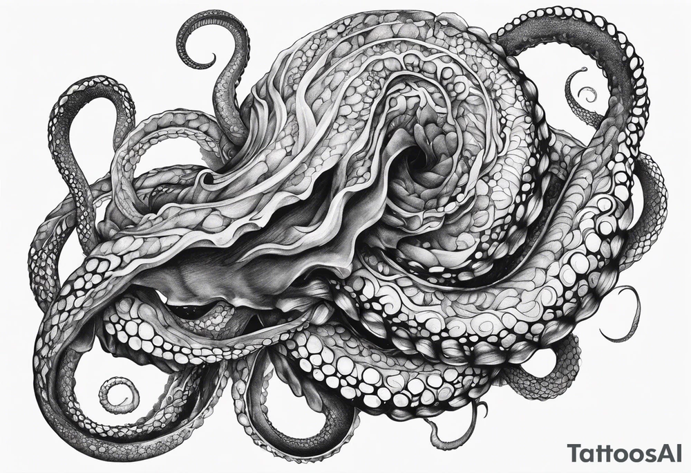 natural real outstretched single tentacle tattoo idea