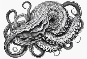 natural real outstretched single tentacle tattoo idea