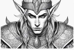 human-elf, male, paladin, full body tattoo idea
