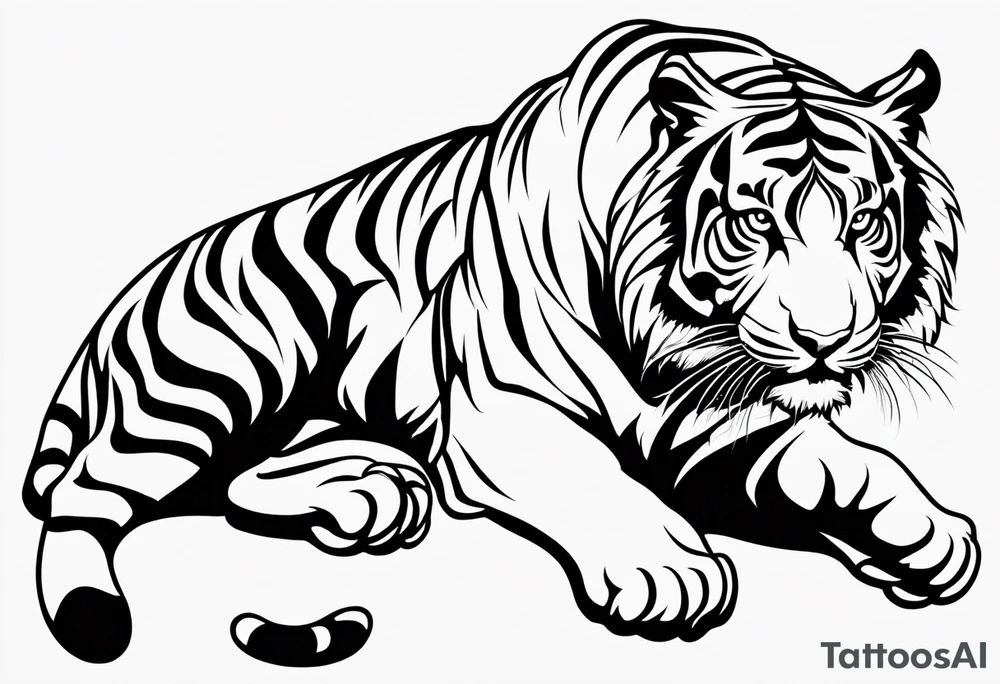 Simplistic tiger tattoo. make it spiritual. should be vertical tattoo idea