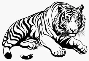 Simplistic tiger tattoo. make it spiritual. should be vertical tattoo idea