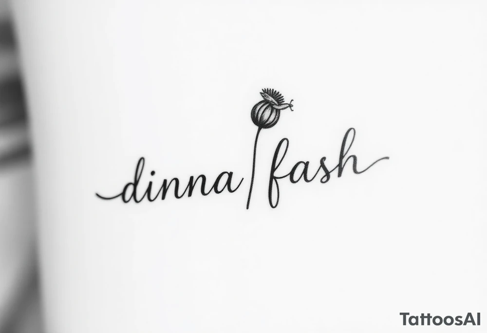 minimaliste simple thistle with dragonfly text : dinna fash tattoo idea