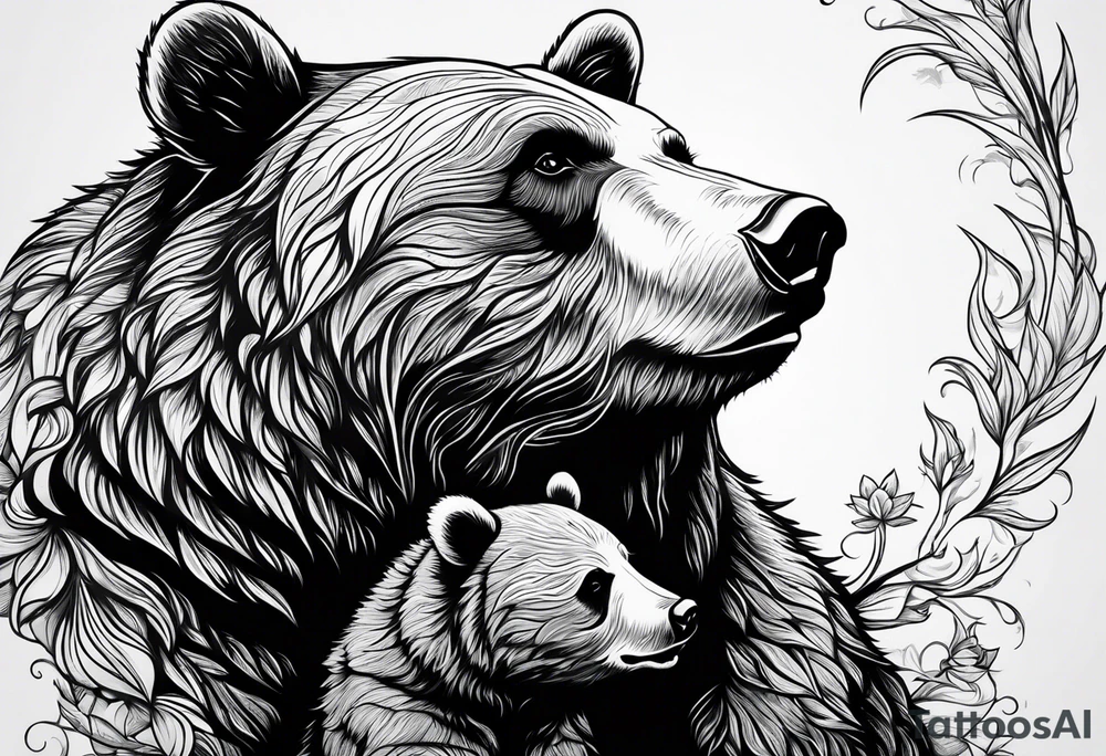 mother bear holding cub facing each other tattoo idea