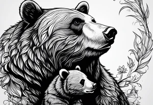 mother bear holding cub facing each other tattoo idea