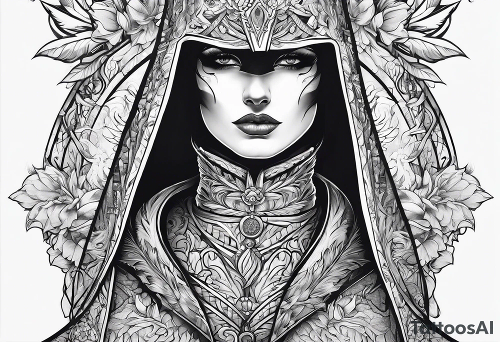 White dagger inside shadow cloak tattoo idea