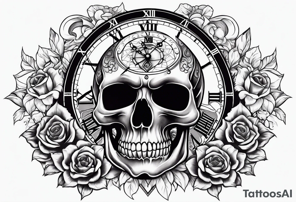 Grateful dead skull clock tattoo idea