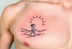 Sun set 3 walking child tattoo idea