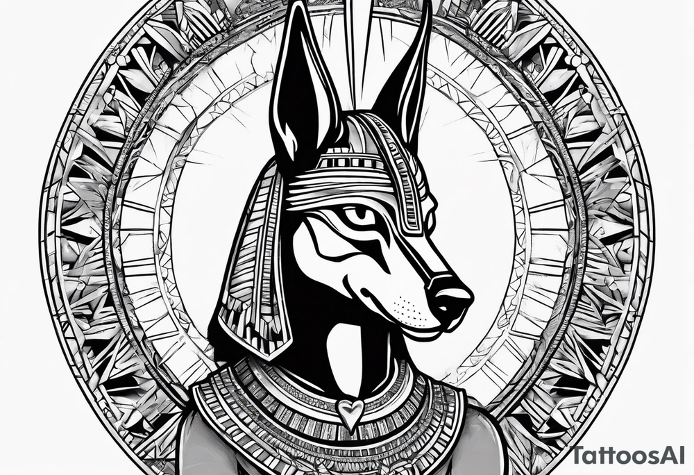 Egyptian style anubis weighing the heart tattoo idea