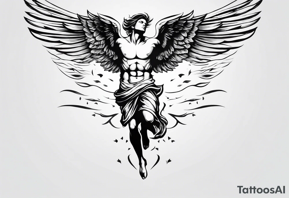 simple icarus falling small tattoo idea