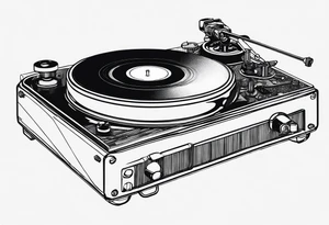 A recordplayer fineline minimalistic outline tattoo idea