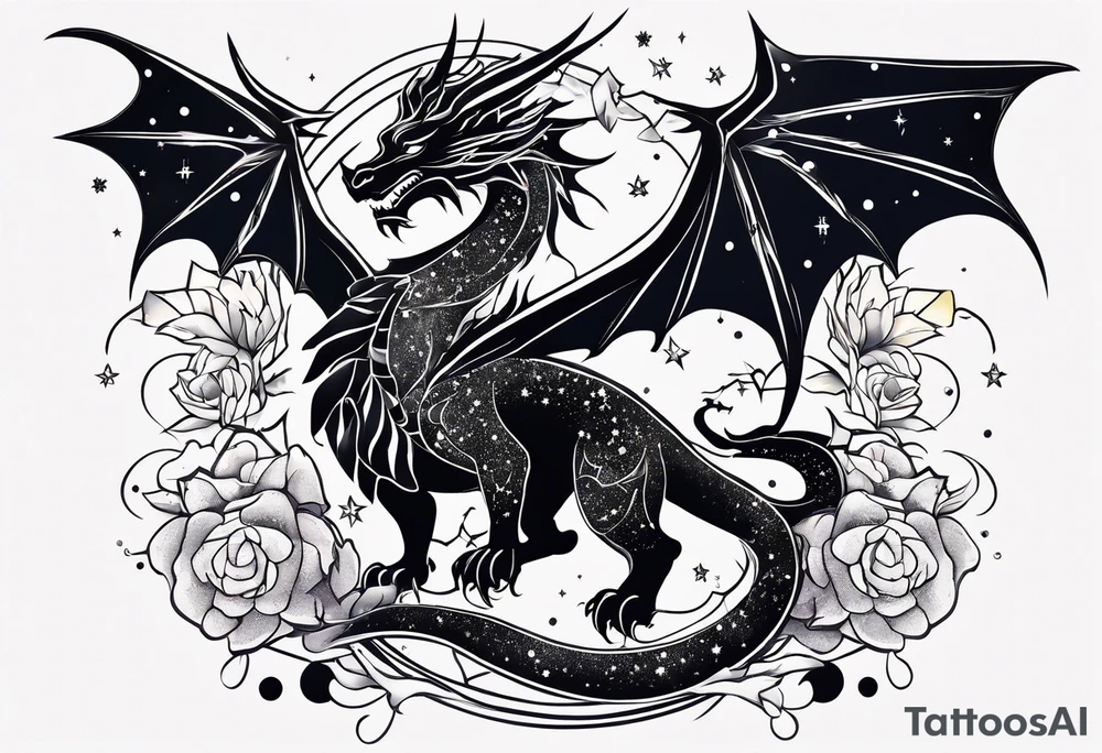 Constellation, wing , snow , cross , dragon japan kawaii tattoo idea