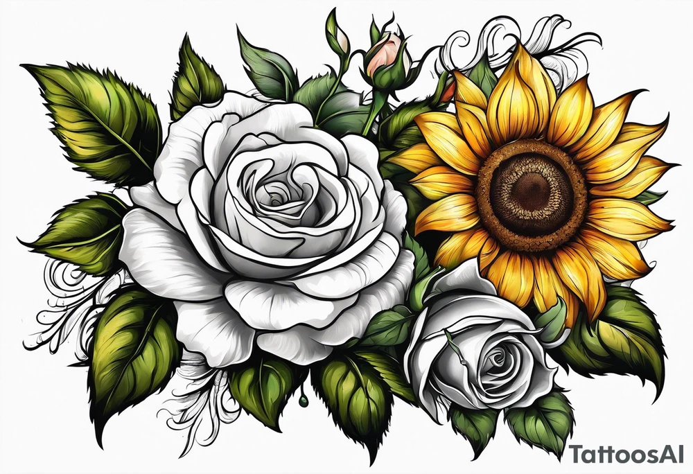 flower rose , sunflower, animal tattoo idea