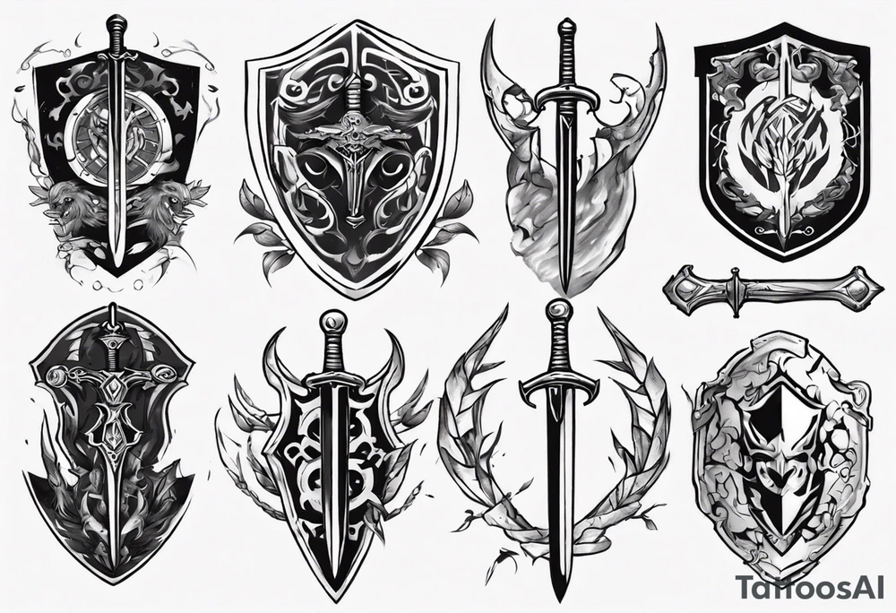 Sword and shield tattoo idea
