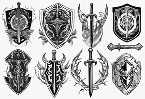 Sword and shield tattoo idea