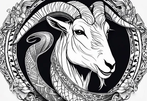 Image of a goat combined with a Snake. Snake tattoo idea