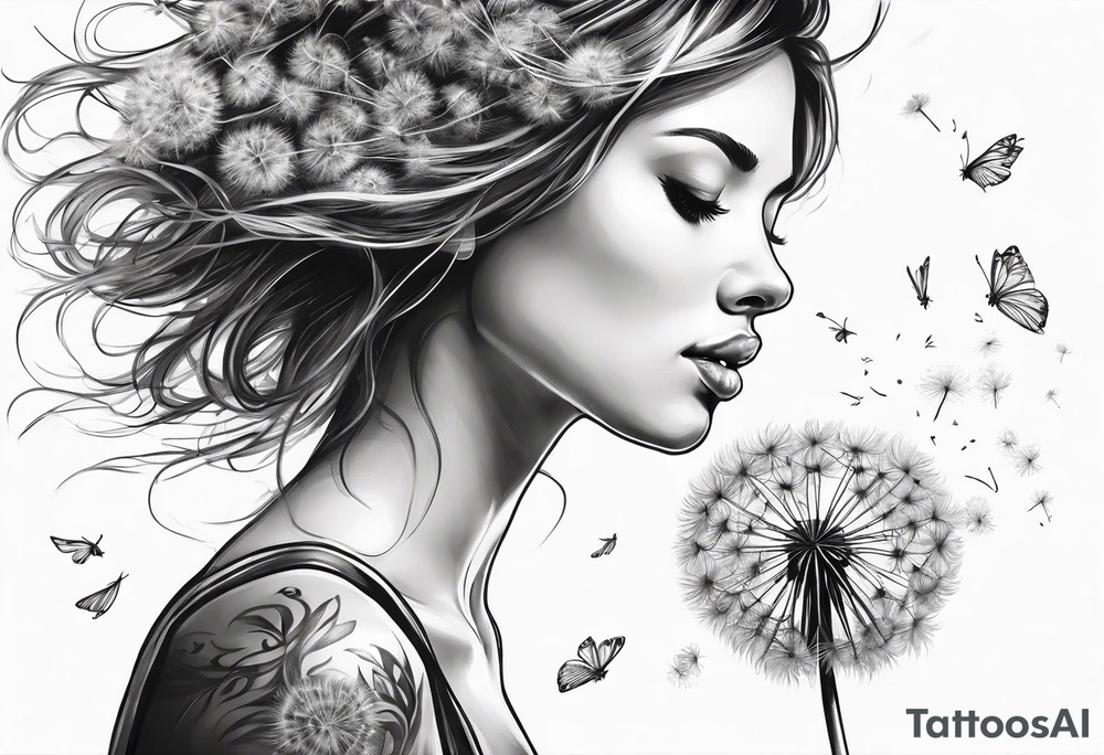 Blowing dandelion flying away tattoo idea