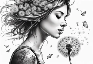 Blowing dandelion flying away tattoo idea