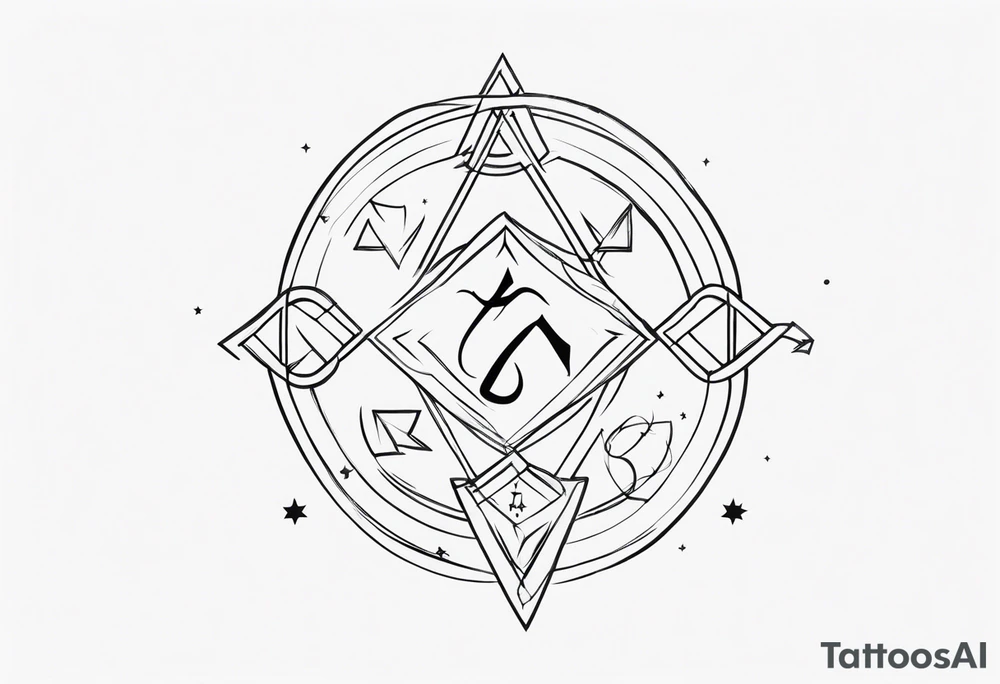 chain of zodiac symbols of sagitarius, aquarius tattoo idea