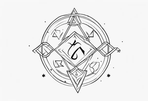 chain of zodiac symbols of sagitarius, aquarius tattoo idea