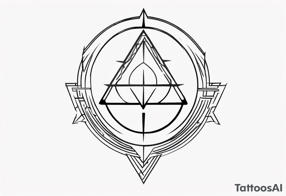 minimal cyber sigilism round pointy 
shoulder design tattoo idea