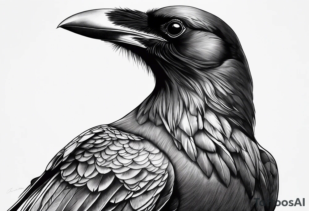crow looking back twisted neck tattoo idea