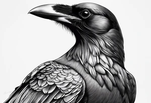 crow looking back twisted neck tattoo idea