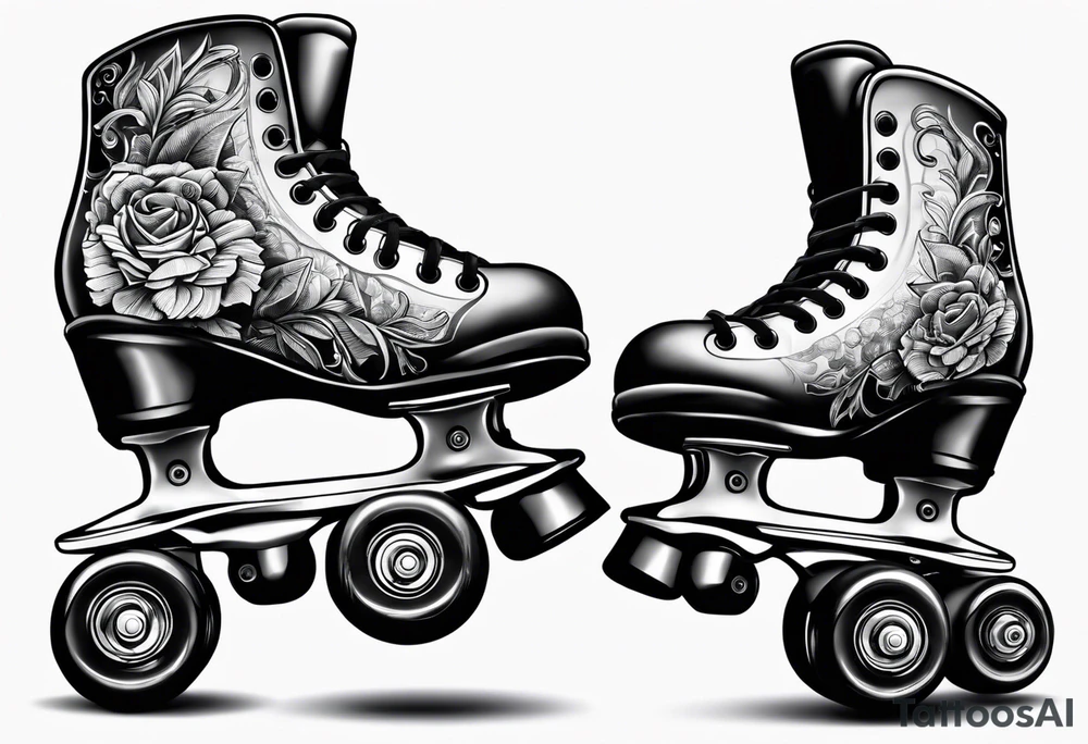 Pair of rollerskates facing left tattoo idea