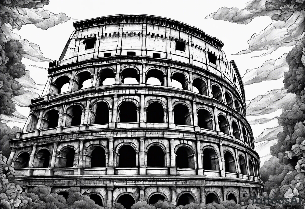 Dystopian colosseum tattoo idea