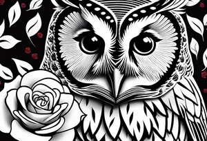 Barred owl with a rose tattoo idea