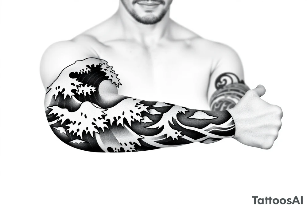 sea ​​waves tattoo idea