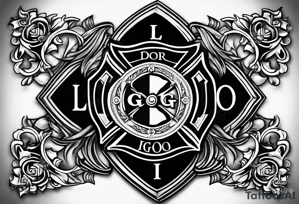 A firefighter Maltese cross with my children's initials in the top and bottom.  L.D.O on top and I.G.O ON THE BOTTOM tattoo idea