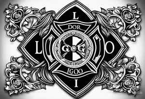 A firefighter Maltese cross with my children's initials in the top and bottom.  L.D.O on top and I.G.O ON THE BOTTOM tattoo idea