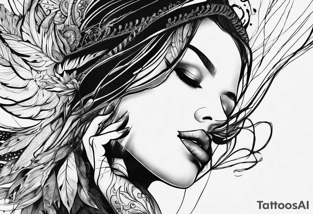 a hand that reaches above a waterline and trys to grab a string, which is handed by another hand tattoo idea