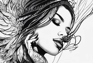 a hand that reaches above a waterline and trys to grab a string, which is handed by another hand tattoo idea