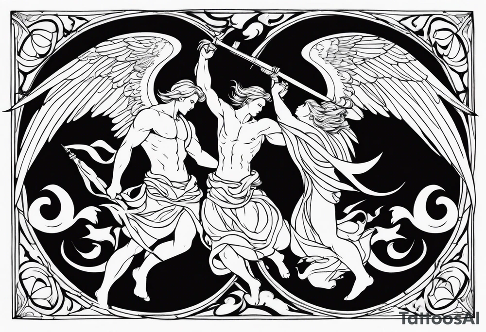 angels fighting demons tattoo idea