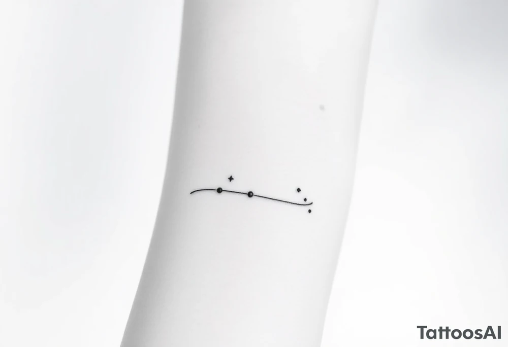 Can you design a few options for a meaningful minimal tattoo with dots, lines or stars that represents my kids? Three are living and two are deceased and I want something that represents that difference by having solid and hollow elements. tattoo idea