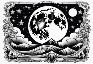 moon with stars tattoo idea