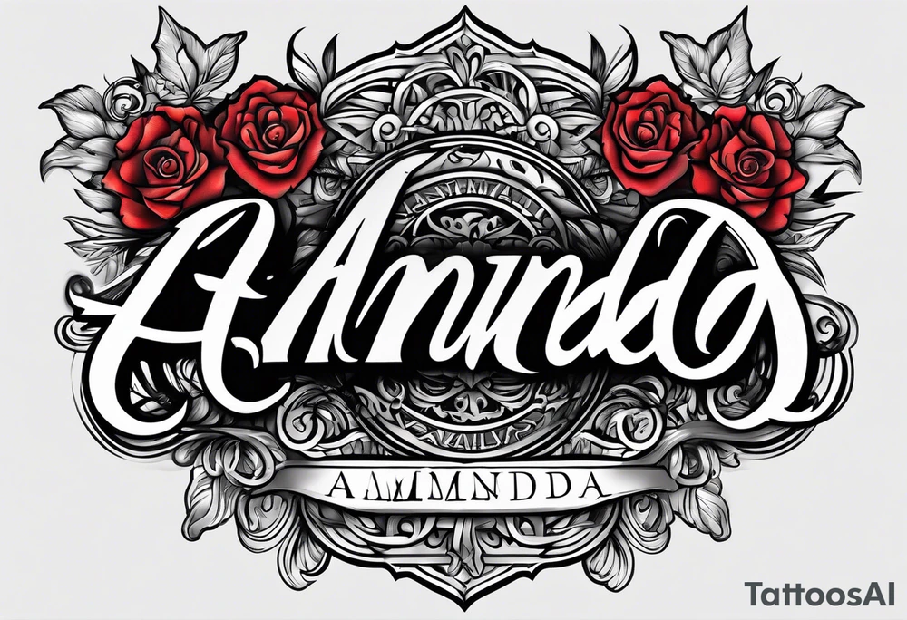 A stunning tattoo design featuring the name "Amanda" in a beautiful, modern, and elegant font. tattoo idea