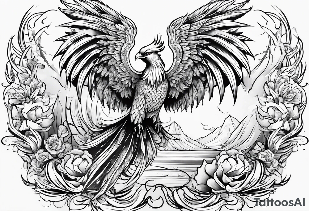 Heavy metal phoenix being reborn tattoo idea