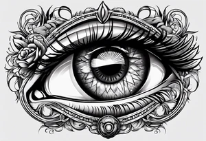 eye with open gate in the middle tattoo idea