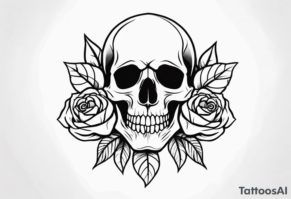 skull and roses tattoo idea