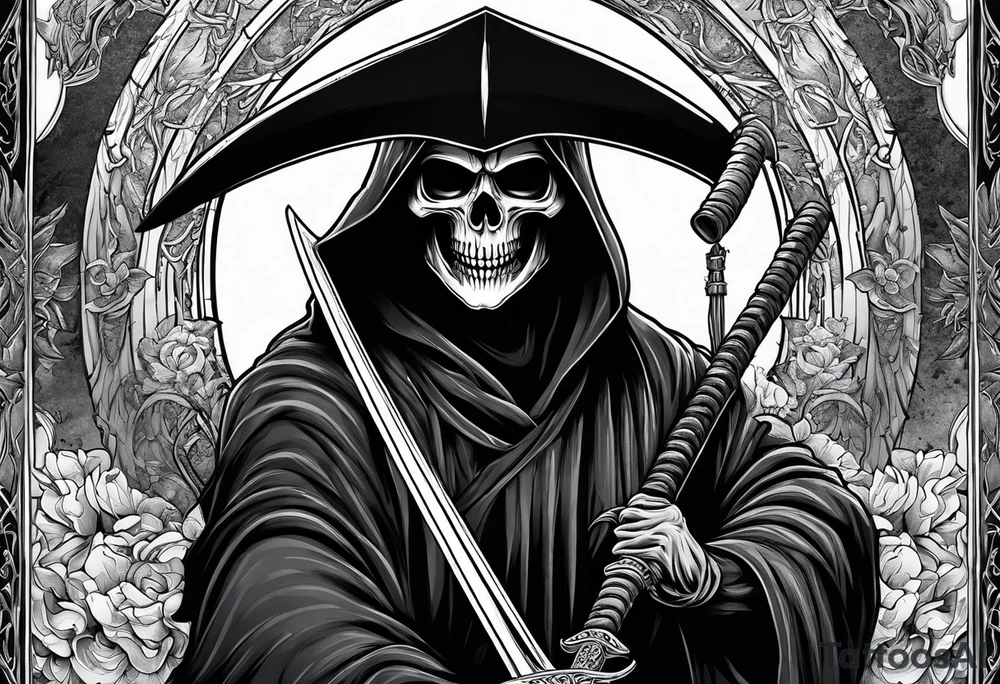 grim reaper with katana tattoo idea