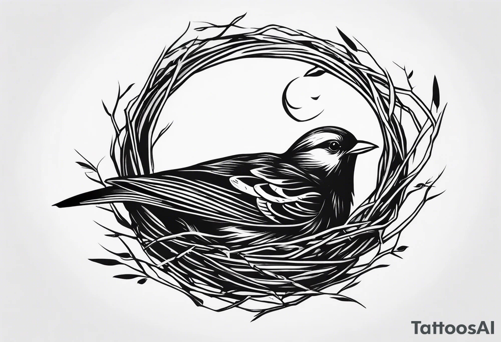 A bird with nest tattoo idea