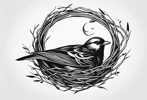 A bird with nest tattoo idea