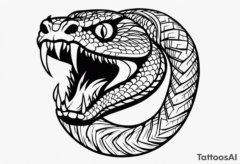 Rattle snake with fangs tattoo idea