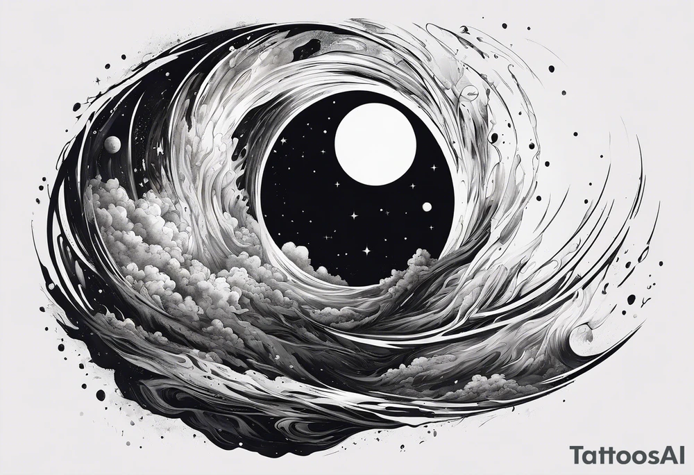 Large black hole swallowing earth. as Earth is swallowed space and time is stretched and deformed tattoo idea
