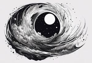 Large black hole swallowing earth. as Earth is swallowed space and time is stretched and deformed tattoo idea